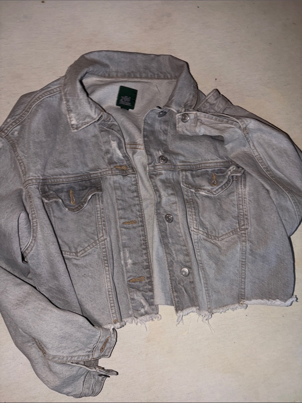 Womens Size XS Washed Gray Cropped Denim Jacket - Unbranded
